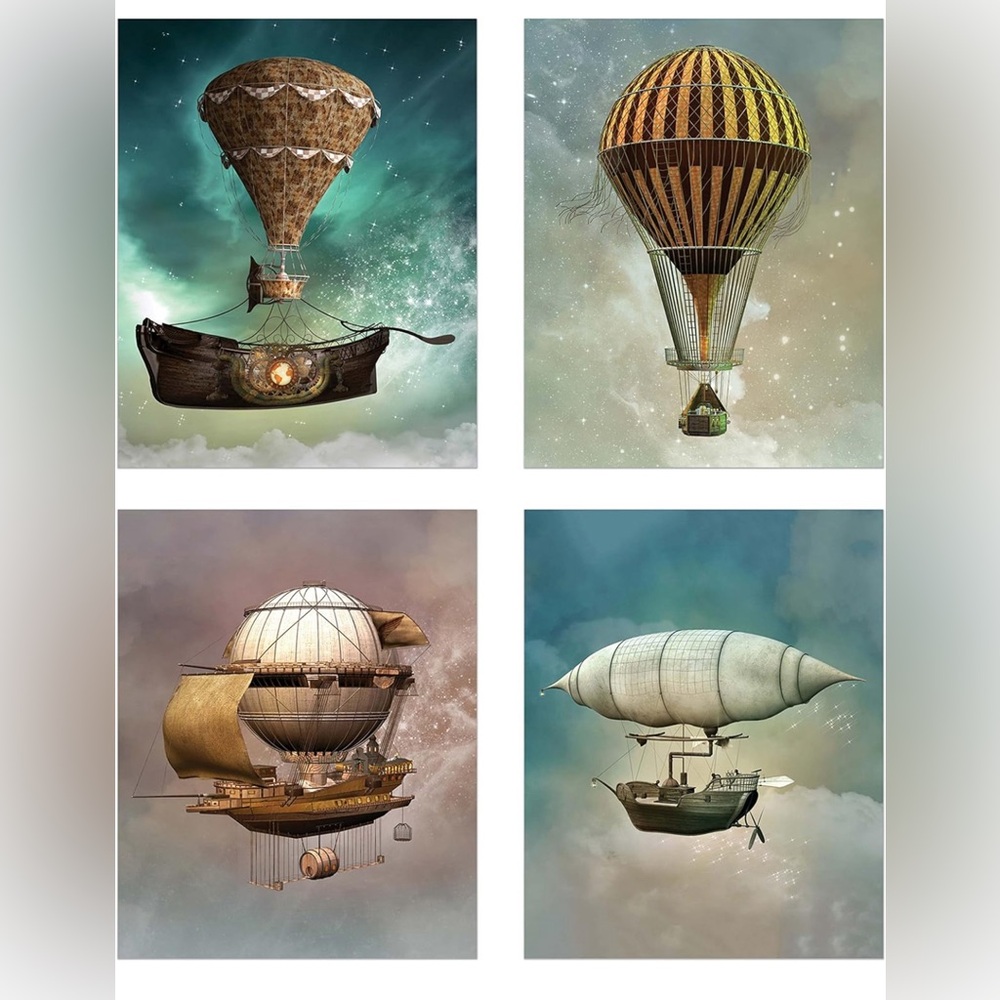 491. Fantastic set of Airship wall art prints